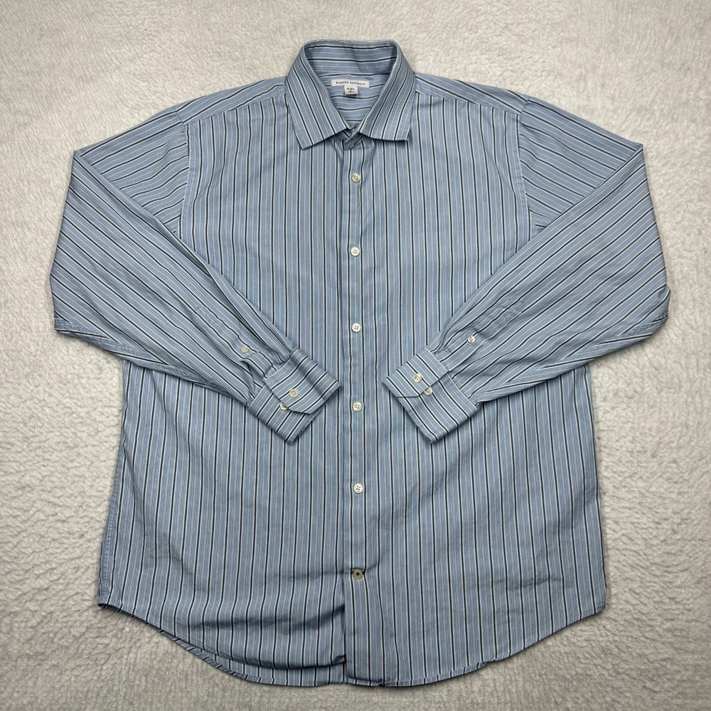 Banana Republic Long Sleeve Button Down Office Dress Shirt Blue Men's Size‎ L